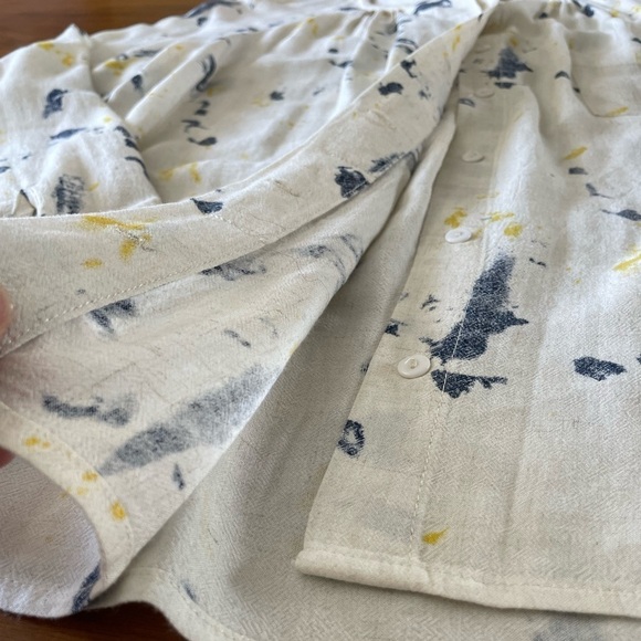 See U Soon Cream Blue Yellow Print Button Up Top - Picture 5 of 9